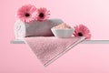 Spa composition with pink salt Royalty Free Stock Photo