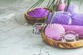 Spa composition with violet color, space for text Royalty Free Stock Photo