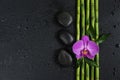 Spa concept with zen stones, orchid flower and bamboo Royalty Free Stock Photo