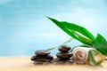 Spa concept with candle, stone, flower and bamboo Royalty Free Stock Photo