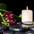 Spa concept of flower orchid, phalaenopsis, candle Royalty Free Stock Photo