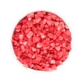 SPA concept. Red bath salt in bowl isolated over white with clipping path. Royalty Free Stock Photo