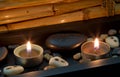 Spa decoration in asian style with stones and candle Royalty Free Stock Photo