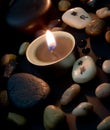 Spa decoration in asian style with stones and candle