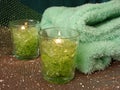 Bagni essenziali (verde candele un asciugamani) 