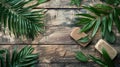 Spa Essentials on Natural Background with Green Leaves Royalty Free Stock Photo