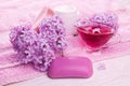 Spa essentials with lilac Royalty Free Stock Photo