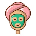 Spa facial clay mask icon, cartoon style