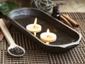 Spa Floating Burning Candles Royalty Free Stock Photo