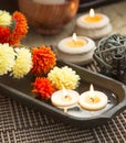 Spa Floating Burning Candles Royalty Free Stock Photo