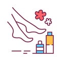 SPA foot treatments color line icon. Cleanse, exfoliate, and hydrate the skin on foot. Pictogram for web page, mobile app, promo.
