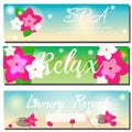 SPA horizontal banners. Beauty salon, luxury hotel resort advertising