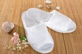Spa or hotel slippers Royalty Free Stock Photo