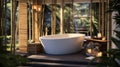 A spa-inspired bathroom with a free-standing tub.