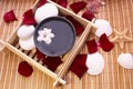 Spa items on bamboo mat Royalty Free Stock Photo