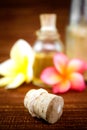 Spa items and tropical flowers Royalty Free Stock Photo