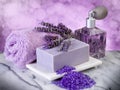 Spa lavender bath products Royalty Free Stock Photo