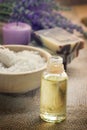 Spa with lavender and towel Royalty Free Stock Photo