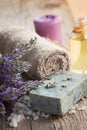 Spa with lavender and towel Royalty Free Stock Photo