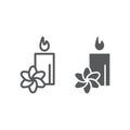 Spa line and glyph icon, hotel and relax, lotus and candle sign, vector graphics, a linear pattern