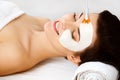 Spa Mask. Woman in Spa Salon. Face Mask. Facial Clay Mask. Royalty Free Stock Photo