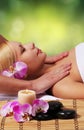 Spa Massage. Beautiful Blonde Woman Getting Body Massage. Royalty Free Stock Photo