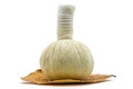 Spa massage compress balls, herbal ball on white, Thailand. Royalty Free Stock Photo