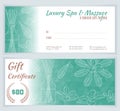 Spa, massage gift certificate template