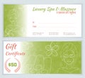 Spa, massage gift certificate template