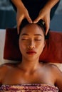 Spa Massage. Hands Massaging Woman Head At Thai Beauty Salon Royalty Free Stock Photo
