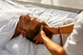 Spa Massage. Man Enjoying Relaxing Head Massage Outdoors. Beauty Royalty Free Stock Photo