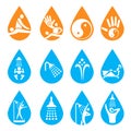 Spa massage shower icons.