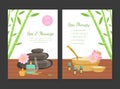 Spa and Massage, Spa Therapy Card Templates Set, Beauty Salon, Wellness Center, Relaxing Procedures, Skincare Treatment