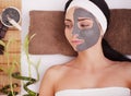 Spa Mud Mask. Woman in Spa Salon. Face Mask. Facial Clay Mask. Treatment Royalty Free Stock Photo