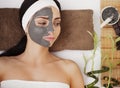 Spa Mud Mask. Woman in Spa Salon. Face Mask. Facial Clay Mask. T Royalty Free Stock Photo