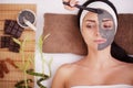 Spa Mud Mask. Woman in Spa Salon. Face Mask. Facial Clay Mask. Treatment Royalty Free Stock Photo