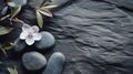 Spa - Natural Alternative Therapy With Massage Stones And Waterlily In Water.