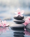 Spa - Natural Alternative Therapy With Massage Stones And Waterlily In Water Royalty Free Stock Photo