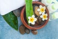 Spa objects, stones and cosmetics for massage treatment
