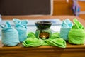 Spa oil lamps, folding cloth, spa massage room