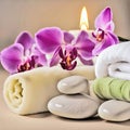 Spa Orchids and Towels Royalty Free Stock Photo