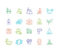 Spa Outline Color Icon Set. Vector