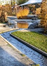 Spa Park landscape with thermal water path in Bad Saulgau, Germany