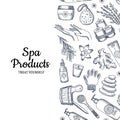 Spa pattern. Vector hand drawn spa elements illustration Royalty Free Stock Photo
