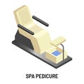 Spa pedicure chair or armchair with basin for feet and lamp