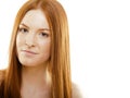 Spa picture attractive lady young red hair on white background close up