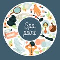 Spa point commercial banner with skincare and beauty tools