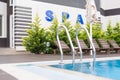 Spa pool with trees Royalty Free Stock Photo
