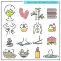 Spa procedures and services themed icons vector collection