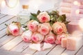 Spa products handmade aromatic soaps and roses